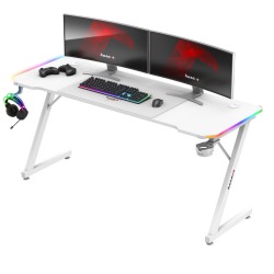 Biurko gamingowe Huzaro Hero 4.8 RGB White 160 cm
