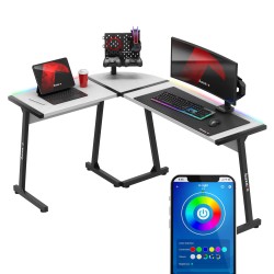 Biurko narożne gamingowe HUZARO HERO 6.0 White RGB Smart 147 cm