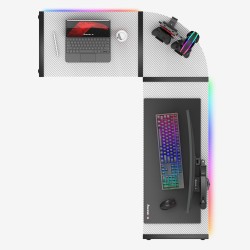 Biurko narożne gamingowe HUZARO HERO 6.0 White RGB Smart 147 cm