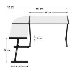 Biurko narożne gamingowe HUZARO HERO 6.0 White RGB Smart 147 cm