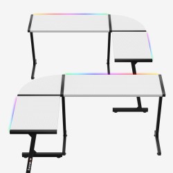 Biurko narożne gamingowe HUZARO HERO 6.0 White RGB Smart 147 cm