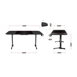 Biurko Gamingowe Huzaro Hero 4.7 Black 160 cm