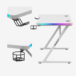 Biurko Gamingowe Huzaro Hero 2.5 RGB WHITE 120 cm
