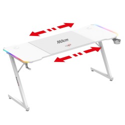 Biurko gamingowe Huzaro Hero 4.8 White RGB 160 cm
