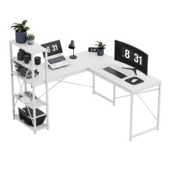 Biurko narożne z półkami Mark Adler Leader 5.9 White 145 cm