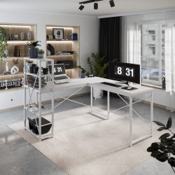 Biurko narożne z półkami Mark Adler Leader 5.9 White 145 cm