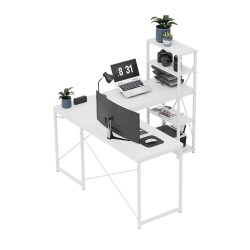 Biurko narożne z półkami Mark Adler Leader 5.9 White 145 cm