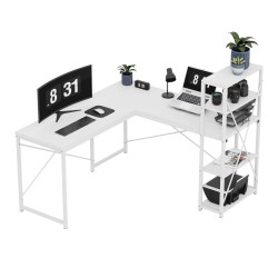 Biurko narożne z półkami Mark Adler Leader 5.9 White 145 cm