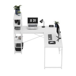 Biurko narożne z półkami Mark Adler Leader 5.9 White 145 cm