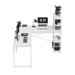 Biurko narożne z półkami Mark Adler Leader 5.9 White 145 cm