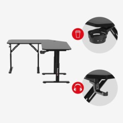 Adjustable corner gaming desk Hero 7.3 Black 140 cm