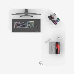 Biurko gamingowe narożne z regulacją Hero 7.3 White 140 cm