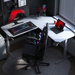Hero 7.3 White 140 cm adjustable corner gaming desk