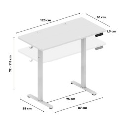 Hero 8.1 White electric gaming desk