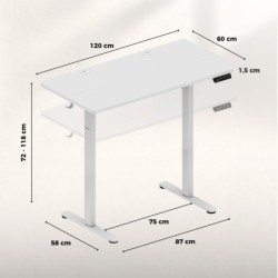 Biurko gamingowe elektryczne Hero 8.1 White