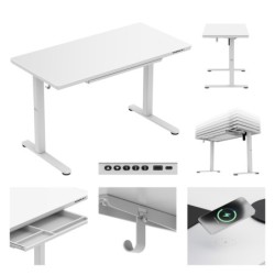 Biurko elektryczne ze szklanym blatem Mark Adler Leader 8.5 White 120 cm
