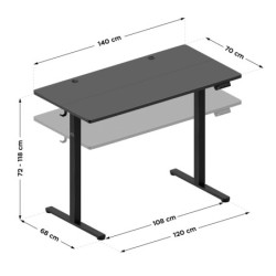 Biurko elektryczne Leader 7.3 Black 140 cm