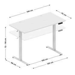 Biurko elektryczne Leader 7.3 White 140 cm