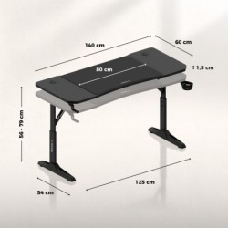 Hero 3.6 gaming desk Black