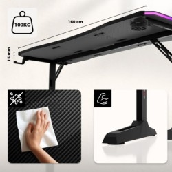Biurko gamingowe Hero 4.6 RGB Black 160 cm