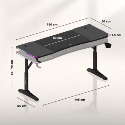 Hero 4.6 RGB Black 160 cm gaming desk