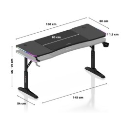 Hero 4.6 RGB Black 160 cm gaming desk