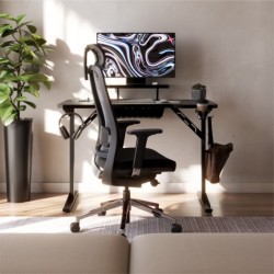 Computer desk with shelf Leader 5.1 Black 115 cm