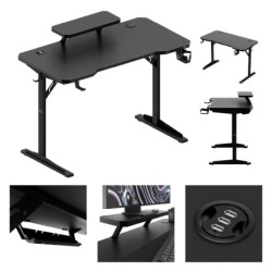 Biurko komputerowe z półką Leader 5.1 Black 115 cm