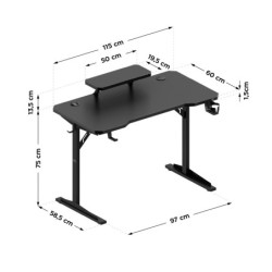 Computer desk with shelf Leader 5.1 Black 115 cm