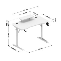 Leader 5.1 White 115 cm computer desk with shelf