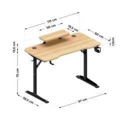 Leader 5.1 Oak 115 cm computer desk with shelf