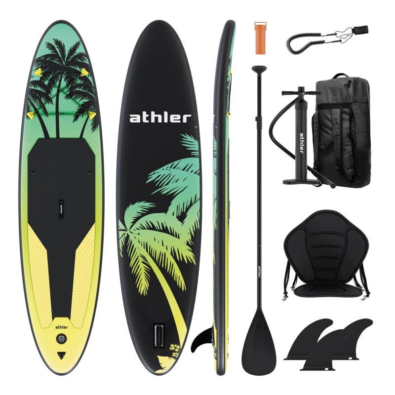 Deska SUP do pływania Athler Miami 70 Yellow pompowana z siedziskiem i wiosłem
