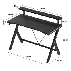 Gaming desk Hero 1.9 RGB 120 cm