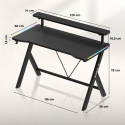 Gaming desk Hero 1.9 RGB 120 cm