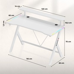 Gaming desk Hero 1.9 RGB White 120 cm