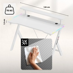 Gaming desk Hero 1.9 RGB White 120 cm