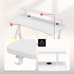 Gaming desk Hero 1.9 RGB White 120 cm