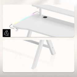 Gaming desk Hero 1.9 RGB White 120 cm