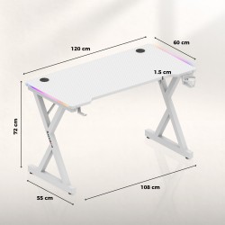 Gaming desk Hero 2.3 RGB White 120 cm