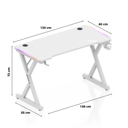 Gaming desk Hero 2.3 RGB White 120 cm