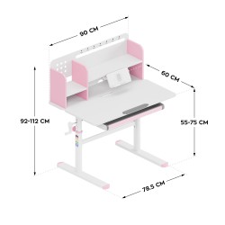 Ergonomiczne biurko dla dziecka Study 5.0 Pink 90 cm