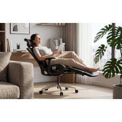 Fotel ergonomiczny z podnóżkiem Expert 9.3 Black