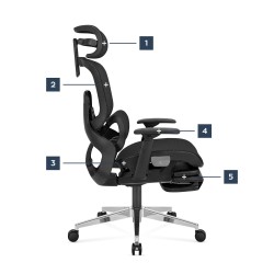Ergonomic chair with footrest Expert 9.3 Black