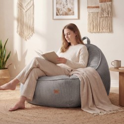 Corduroy backrest pouffe chair Comfy 4.0 Grey