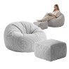 Corduroy pouffe armchair with footrest Comfy 3.0 Grey