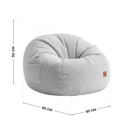 Corduroy pouffe with footrest Comfy 3.0 Grey