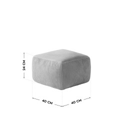 Corduroy pouffe armchair with footrest Comfy 3.0 Grey