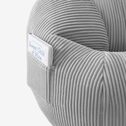 Corduroy pouffe armchair with footrest Comfy 3.0 Grey