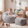 Fotel pufa sztruksowa z podnóżkiem Comfy 3.0 Grey