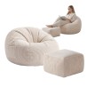 Corduroy pouffe armchair with footrest Comfy 3.0 Beige